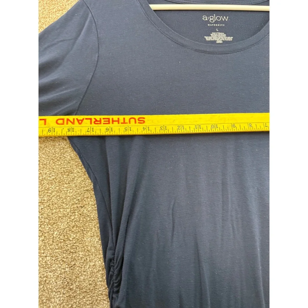 A Glow Maternity Womens Size L T-Shirt Long Short Sleeve Ruched Side